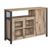 VASAGLE Meuble de Rangement Buffet avec 3 Portes pour Salle à Manger, Salon, Cuisine, 33 x 110 x 75 cm, Style Industriel, Marron Chameau et Noir Encre LSC096B50