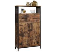 VASAGLE Meuble de Rangement, Buffet avec Étagère Réglable | Placard, Meuble de Salle de Bain, Cadre en Acier, pour Salon, Marron Rustique et Noir Mat, Collection DAXTON LSC261B01