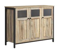 VASAGLE Meuble de Rangement, Buffet avec Placard 3 Portes, Cadre en Acier | Pour Salle à Manger, Salon, Cuisine, Entrée, Style Industriel, Marron Turquoise et Noir Mat, Collection DAXTON LSC099B60