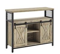 VASAGLE Meuble de Rangement, Buffet Cuisine, Commode, avec 2 Portes Coulissantes, 33 x 100 x 80 cm, Étagères Réglables, pour Salon, Marron Turquoise et Noir d'encre LSC092B60