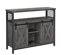 VASAGLE Meuble de Rangement, Buffet Cuisine, Commode, avec 2 Portes Coulissantes, 33 x 100 x 80 cm, Étagères Réglables, pour Salon, Gris Pierre et Noir d'encre LSC092B04