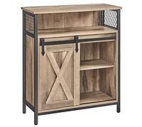 VASAGLE Meuble de Rangement, Buffet Cuisine, Commode, avec Porte Coulissante, 30 x 70 x 80 cm, Étagères Réglables, pour Salon, Marron Camel et Noir d'encre LSC089B50V1