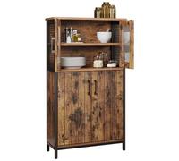 VASAGLE Meuble de Rangement, Buffet, Placard, Armoire, Étagères Réglable, Meuble de Salle de Bain, Cadre en Acier, pour Salon, Cuisine, Style Industriel, Marron Rustique et Noir d'encre LSC260B01