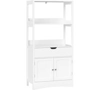 VASAGLE Meuble de Rangement de Salle de Bain, Armoire Haute, Bibliothèque, avec 2 Compartiments Ouverts, 1 Tiroir et 1 Placard, 32,5 x 60 x 122 cm, pour Salon, Cuisine, Bureau, Blanc BBC64WT