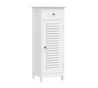 VASAGLE Meuble de rangement de salle de bain, Placard pour chambre, avec tiroir, porte persienne, panneau MDF, 32 x 30 x 87 cm, Blanc BBC43WT