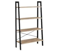 VASAGLE Meuble de Rangement, Étagère Rangement 4 Niveaux, Bibliothèque, pour Salon, Chambre, Cuisine, Bureau, Style Industriel, Cadre en Acier, Marron Camel et Noir LLS144B50