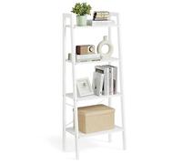 VASAGLE Meuble de Rangement, Étagère Rangement 4 Niveaux, Bibliothèque, pour Salon, Chambre, Cuisine, Bureau, Style Moderne, Cadre en Acier, Blanc Érable et Blanc Perle LLS044W44