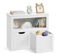 VASAGLE Meuble de Rangement pour Jouets, Étagère pour Enfants, Armoire, avec 2 Rangements à roulettes, pour Salon, Chambre, Salle de Jeu, 29,7 x 72,2 x 60 cm, Blanc Nuage LHS280WB01