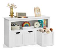 VASAGLE Meuble de Rangement pour Jouets, Étagère pour Enfants, Armoire, Commode, avec 3 Rangements à roulettes, pour Salon, Chambre, Salle de Jeu, 30 x 102 x 60 cm, Blanc LHS380W01