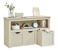 VASAGLE Meuble de Rangement pour Jouets, Étagère pour Enfants, Armoire, Commode, avec 3 Rangements à roulettes, pour Salon, Chambre, Salle de Jeu, 30 x 102 x 60 cm, Beige Sable LHS380LH01