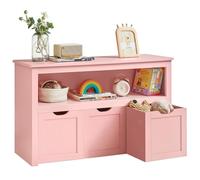 VASAGLE Meuble de Rangement pour Jouets, Étagère pour Enfants, Armoire, Commode, avec 3 Rangements à roulettes, pour Salon, Chambre, Salle de Jeu, 30 x 102 x 60 cm, Rose Bonbon LHS380SA01