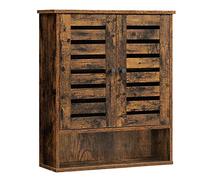 VASAGLE Meuble de Rangement Suspendu pour Salle de Bain, 60 x 20 x 70 cm | Armoire à Pharmacie, Compartiment Ouvert, étagère réglable en Hauteur, Marron Rustique, Collection HANIS BBK121X01V1