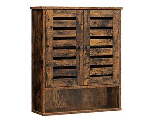VASAGLE Meuble de Rangement Suspendu pour Salle de Bain, 60 x 20 x 70 cm | Armoire à Pharmacie, Compartiment Ouvert, étagère réglable en Hauteur, Marron Rustique, Collection HANIS BBK121X01V1