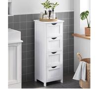 VASAGLE Meuble de Salle de Bain, 4 Tiroirs, 30 x 30 x 82 cm, Meuble bas commode SDB, Blanc