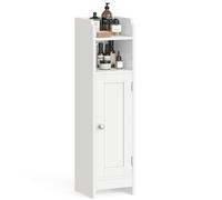 VASAGLE Meuble de Salle de Bain, Armoire d’Angle, 18 x 19 x 80 cm | Meuble WC Étroit pour Papier Toilette, Avec Porte, Étagères Réglables, Blanc Nuage, Collection SIREN BBC310W01