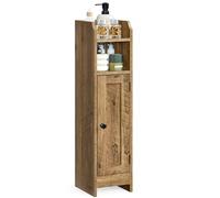 VASAGLE Meuble de Salle de Bain, Armoire d’Angle avec Porte et Étagères, Organisateur de Rangement, Meuble Étroit pour Papier Toilette, Étagères Réglables, 20 x 18 x 80 cm, Marron Miel BBK310K01