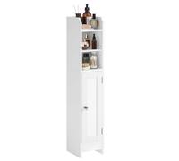 VASAGLE Meuble de Salle de Bain, Armoire d’Angle avec Porte et Étagères, Organisateur de Rangement, Meuble Étroit pour Papier Toilette, Étagères Réglables, 20 x 18 x 92 cm, Blanc Nuage BBC311W01