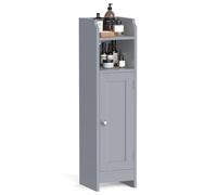 VASAGLE Meuble de Salle de Bain, Armoire d’Angle avec Porte et Étagères, Organisateur de Rangement, Meuble Étroit pour Papier Toilette, Étagères Réglables, 20 x 18 x 80 cm, Gris Mystique BBC310P36