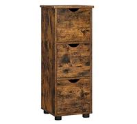 VASAGLE Meuble de Salle de Bain, Armoire sur Pied, avec 3 Tiroirs, 30 x 30 x 80 cm, pour Salon, Salle à Manger, Cuisine, Style Moderne, Marron Rustique BBK150X01