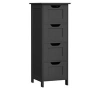 VASAGLE Meuble de Salle de Bain, Armoire sur Pied, avec 4 Tiroirs, 30 x 30 x 82 cm, pour Salon, Salle à Manger, Cuisine, Style Moderne, Noir d'encre LHC040B01