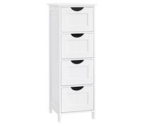 VASAGLE Meuble de Salle de Bain, Armoire sur Pied, avec 4 Tiroirs, 30 x 30 x 82 cm, pour Salon, Salle à Manger, Cuisine, Style Moderne, Blanc LHC40W