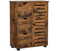 VASAGLE Meuble de Salle de Bain, Buffet, Armoire, Placard de Rangement avec 3 tiroirs, 2 étagères intérieures réglables en Hauteur, pour Salon, Cuisine, Couloir, Marron Rustique BBK143X01