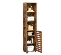 VASAGLE Meuble de Salle de Bain, Étagère de Rangement, Placard Haut, avec 3 Compartiments Ouverts et 2 Étagères Réglables, Salon, Entrée, Marron Rustique BBK160X01