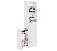 VASAGLE Meuble de Salle de Bain Haut, Meuble de Rangement Fin, Colonne avec Tiroirs et Étagère Réglable, Armoire, Placard, pour Petits Espaces, Style Moderne, Blanc Classique BBK567T14