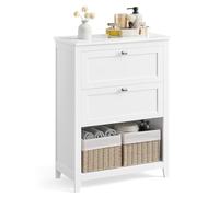 VASAGLE Meuble de Salle de Bain, Meuble de Rangement, 2 Tiroirs avec 1 Séparateur Réglable, 2 Paniers, Buffet, 30 x 60 x 80 cm, Blanc Nuage BBC545W02