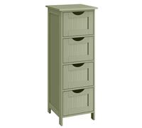 VASAGLE Meuble de Salle de Bain, Meuble de Rangement, Armoire sur Pied, avec 4 Tiroirs, 30 x 30 x 82 cm, pour Salle de Bain, Salon, Salle à Manger, Cuisine, Style Moderne, Vert Olive LHC040C02