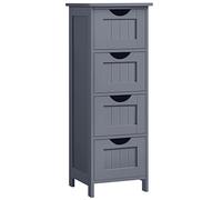 VASAGLE Meuble de Salle de Bain, Meuble de Rangement, Armoire sur Pied, avec 4 Tiroirs, 30 x 30 x 82 cm, pour Salle de Bain, Salon, Salle à Manger, Cuisine, Style Moderne, Gris LHC040G01