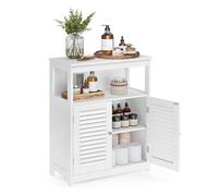 VASAGLE Meuble de Salle de Bain, Meuble de Rangement, Commode, Placard, Armoire, avec Étagères Réglables, Étagère de Rangement avec 2 Portes, 30 x 60 x 80 cm, Blanc BBC40WT