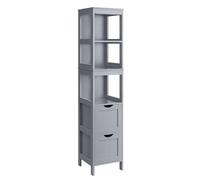 VASAGLE Meuble de Salle de Bain, Meuble de Rangement sur Pied, Commode à 2 Tiroirs, 3 Compartiments Ouverts, pour Salle de Bain, Salon, Cuisine, Gris Tourterelle BBC66G02