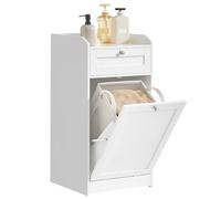 VASAGLE Meuble de Salle de Bain, Panier à Linge, Placard de Rangement, avec Sac Intérieur Amovible avec Poignées, 1 Tiroir et 1 Panier à Linge, 40 x 40 x 80,2 cm, Blanc Nuage BBC741W01