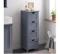 VASAGLE Meuble de Salle de Bain sur Pieds, Placard de Rangement avec 4 tiroirs, Commode, Gris