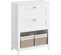 VASAGLE Meuble de salle de bains, armoire de rangement, 2 tiroirs avec 1 séparation réglable, 2 paniers, sideboard, 30 x 60 x 80 cm, blanc nuageux