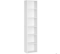 VASAGLE Bibliothèque, Étagère sur 6 Niveaux, Meuble de Rangement Ouvert, Étagère, 24 x 40 x 178,5 cm, pour Salon, Bureau, Salle à Manger, Blanc Nuage LBC167T14