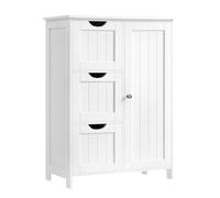 VASAGLE Meuble Salle de Bain Rangement, Armoire Gain de Place, Commode, avec 3 Tiroirs, Placard avec Porte, Étagère Réglable, 30 x 60 x 81 cm, Blanc Nuage BBC49WT