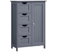 VASAGLE Meuble Salle de Bain Rangement, Armoire Gain de Place, Commode, avec 4 Tiroirs, Placard avec Porte, Étagère Réglable, 30 x 55 x 82 cm, Gris Ardoise LHC41GY