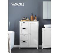 VASAGLE Meuble Salle de Bain Rangement, Gain de Place, avec 4 Tiroirs, Placard avec Porte, Étagère Réglable, 30 x 55 x 82 cm, Blanc