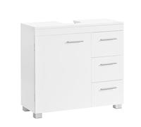 Meuble sous Lavabo, 3 Grands Tiroirs, Placard sous Vasque, 2 Compartiments Derrière la Porte, 30 x 70 x 64 cm, Blanc