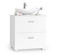 VASAGLE Meuble sous Lavabo avec 2 Grands Tiroirs, 60 x 30 x 63,8 cm | Meuble de Salle de Bain avec Pieds Hauts, pour Divers Types de Lavabos, Blanc nuage, Collection Custos BBK521WB01
