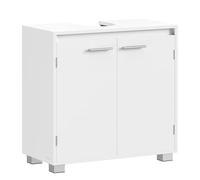 VASAGLE Meuble sous Lavabo, Meuble de Salle de Bain, 2 Compartiments derrière Les Portes, pour Divers Types de Lavabos, avec Pieds, 30 x 60 x 60 cm, Blanc Nuage BBK506W01