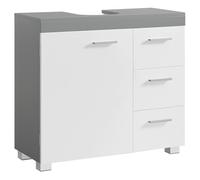 VASAGLE Meuble sous lavabo, Meuble de Salle de Bain, 3 Tiroirs Latéraux, 2 Cases derrière la Porte, pour Lavabos sur Colonne, avec Pieds, 30 x 70 x 64 cm, Blanc Nuage et Gris Tourterelle BBK504W02