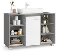 VASAGLE Meuble sous Lavabo, Meuble de Salle de Bain, Armoire de Salle de Bain avec Étagères Réglables, Pieds, 30 x 90 x 60 cm, Gris Tourterelle et Blanc Nuage BBK507G01