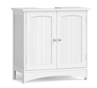 VASAGLE Meuble sous lavabo, Meuble de Salle de Bain, Placard de Rangement, 2 Portes battantes, 1 étagère réglable, Blanc BBC100WH01