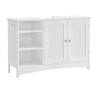 VASAGLE Meuble sous Lavabo, Placard sous Vasque, Long, 30 x 90 x 60 cm, 2 Portes, Casiers Ouverts, Étagères Réglables, Blanc