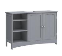 VASAGLE Meuble sous Lavabo, Placard sous Vasque, Meuble de Salle de Bain, Long, 30 x 90 x 60 cm, 2 Portes, Armoire de Rangement, Casiers Ouverts, Étagères Réglables, Gris Tourterelle BBC410P36