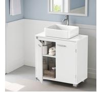 VASAGLE Meuble sous Vasque, 2 Compartiments derrière Les Portes, pour Divers Types de Lavabos, avec Pieds, 30 x 60 x 60 cm, Blanc