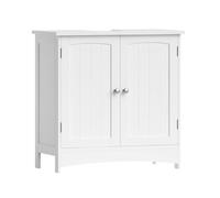 VASAGLE Meuble sous vasque, 60 x 30 x 60 cm, Meuble bas salle de bain, 1 séparateur amovible Anti-humidité Blanc